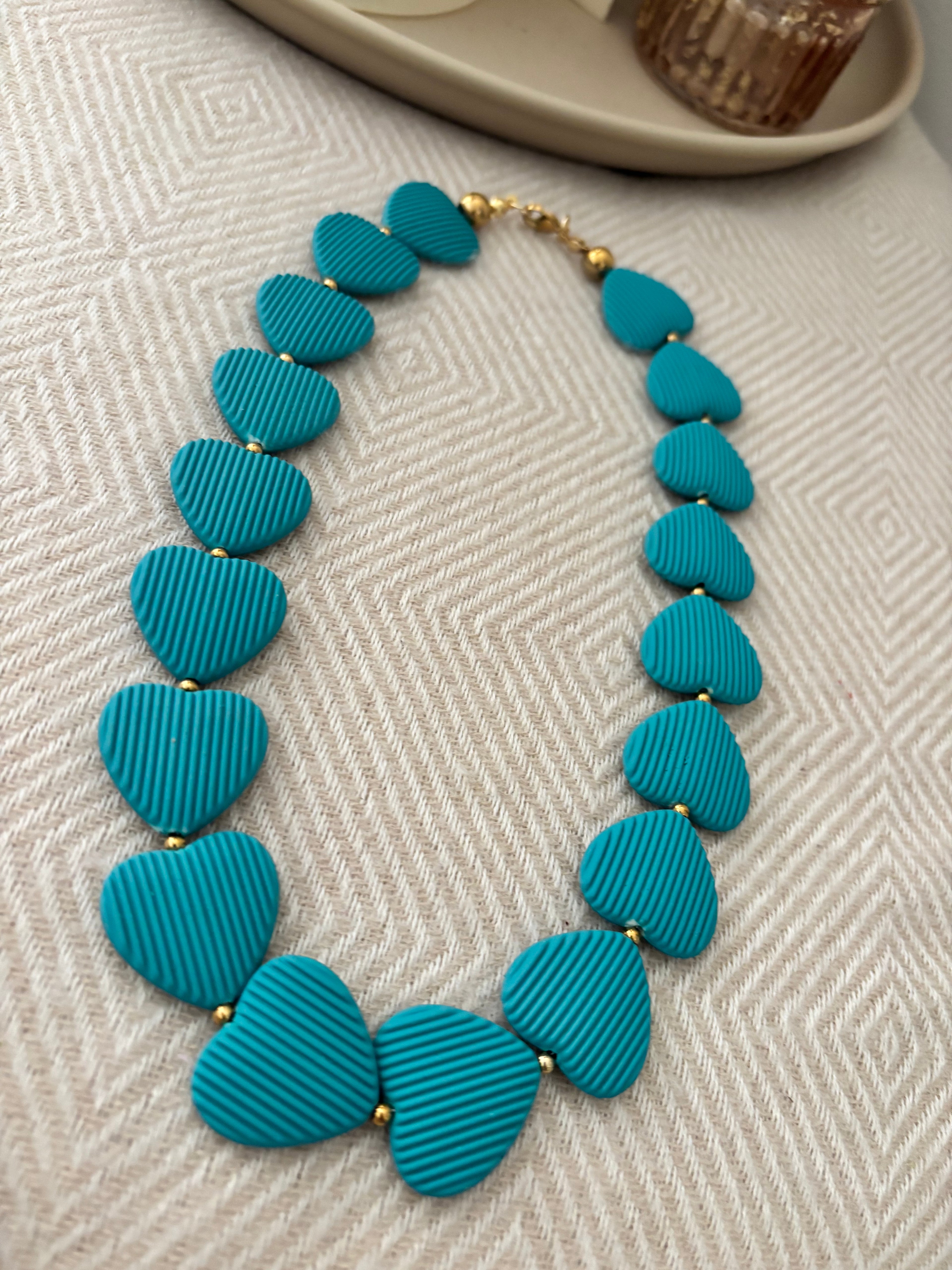 Ketting hartjes turqoise