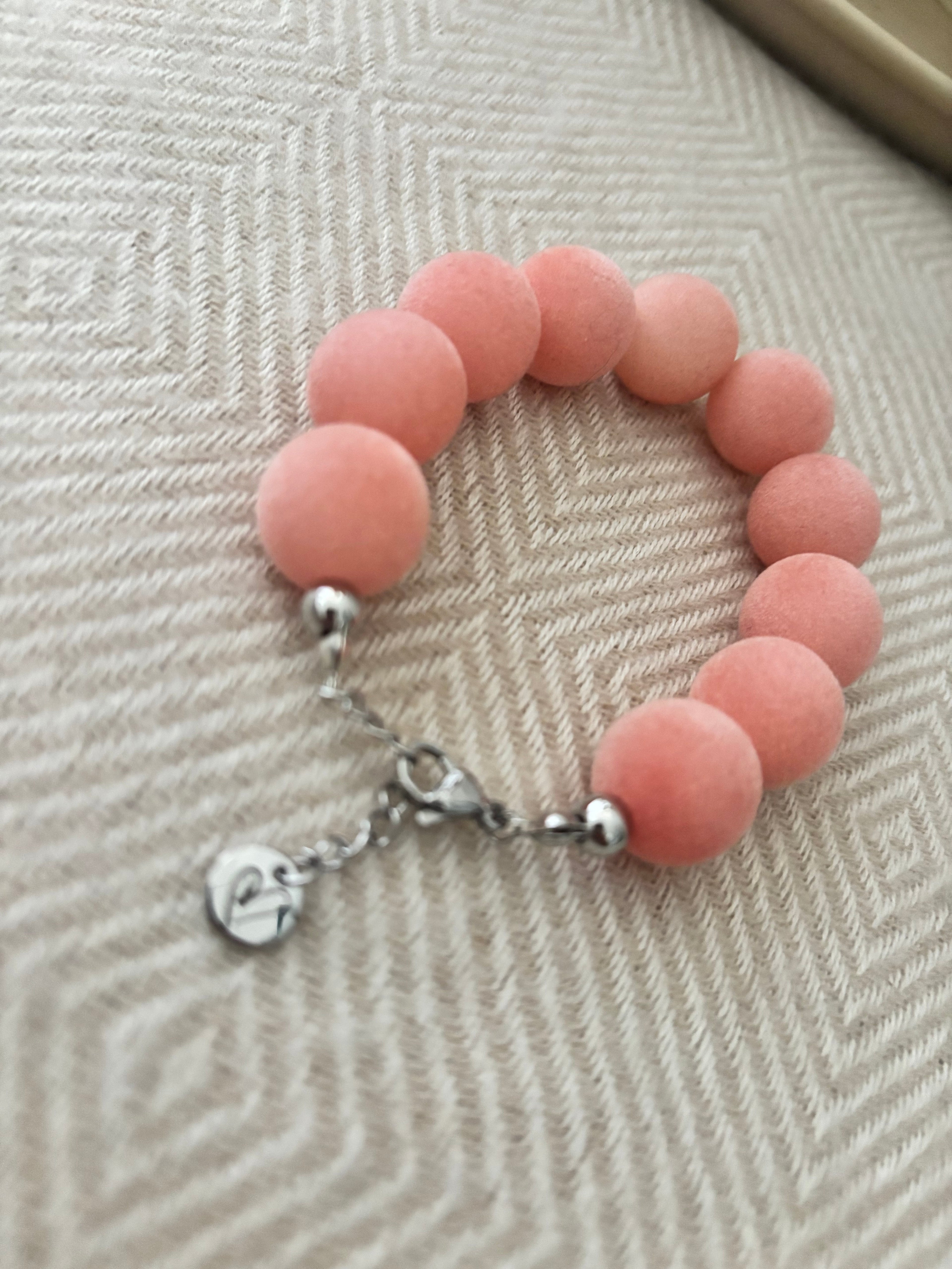 Armband roze velvet