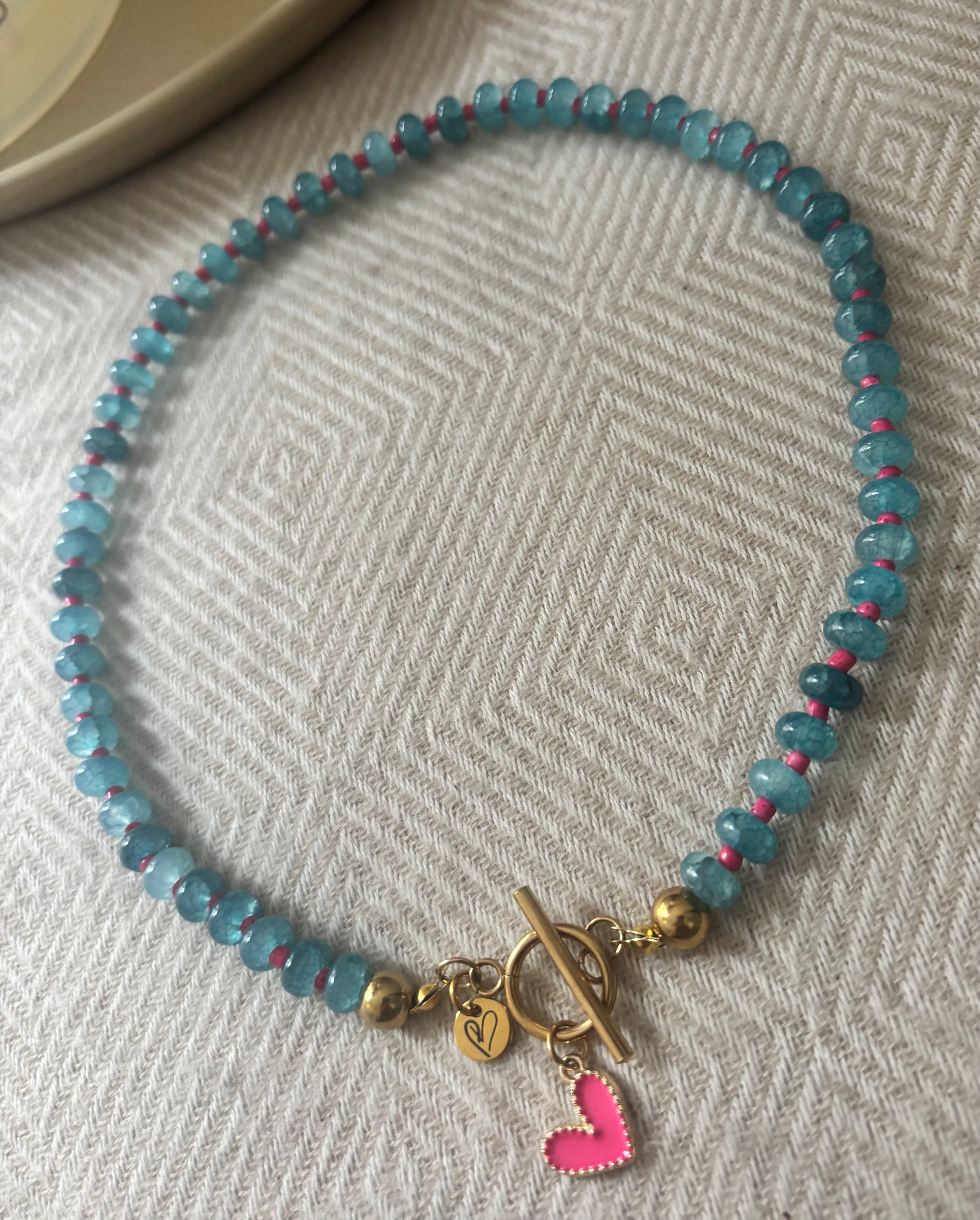 Ketting blauw/roze