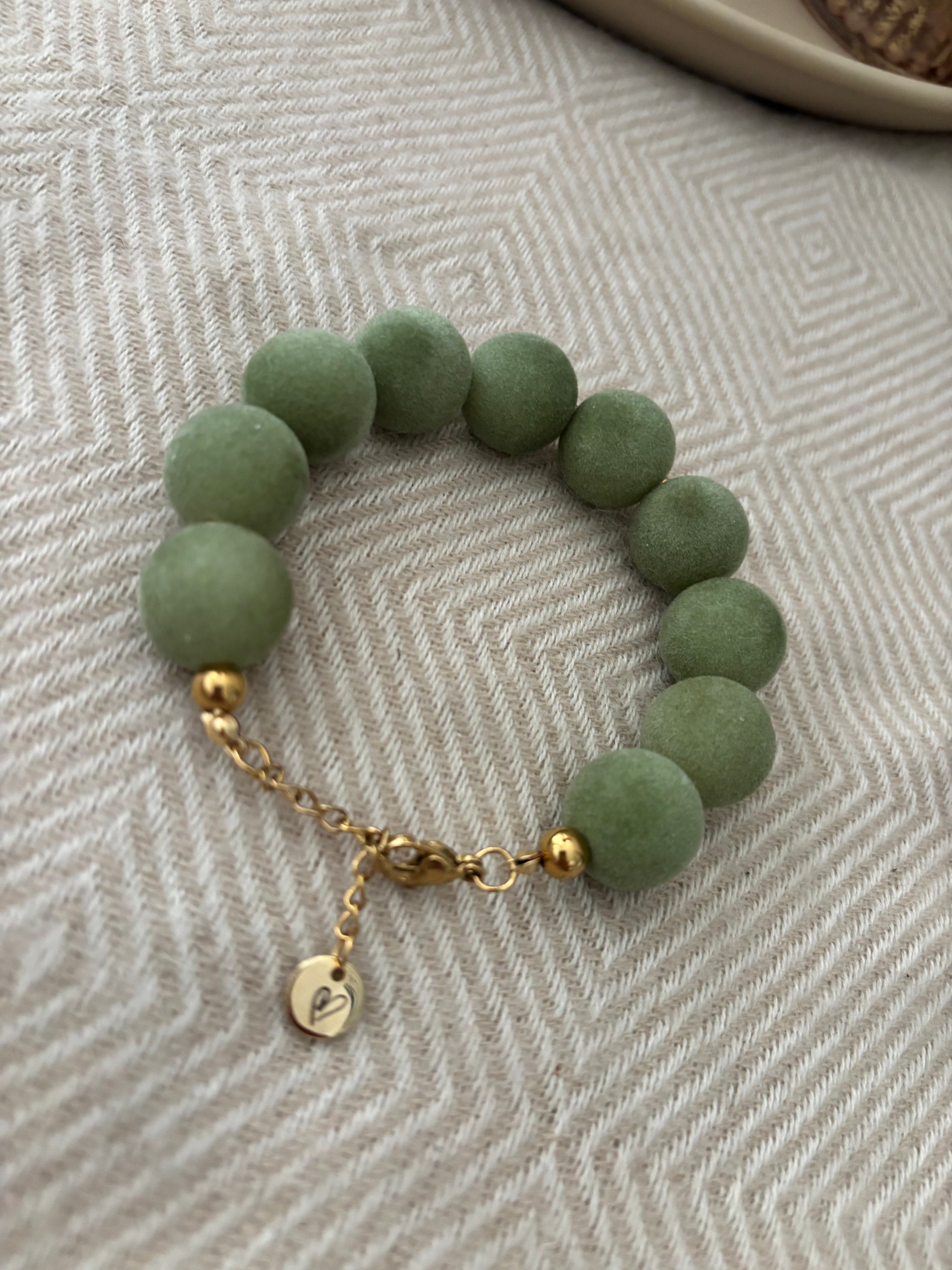 Armband groen velvet