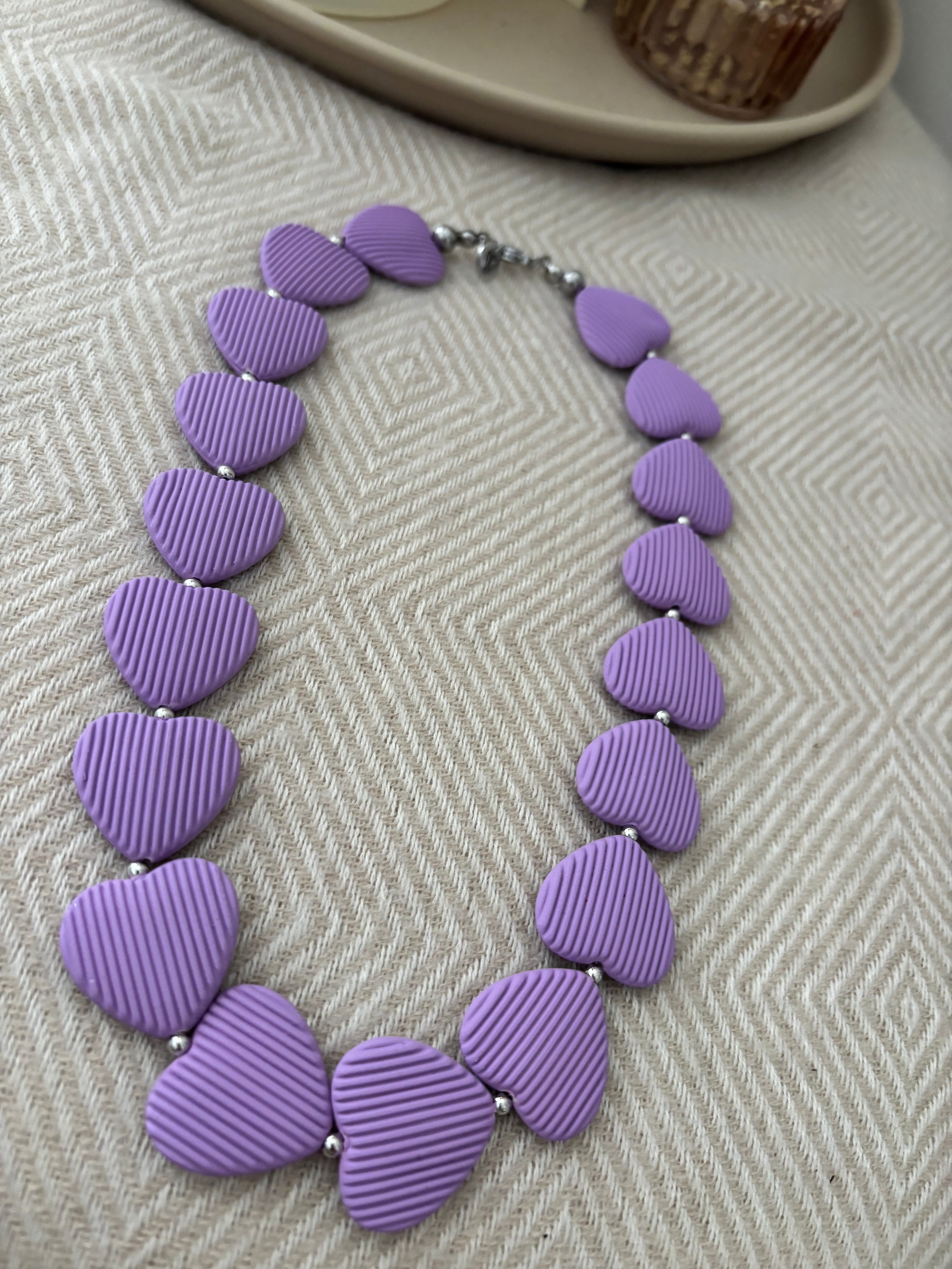 Ketting hartjes lila