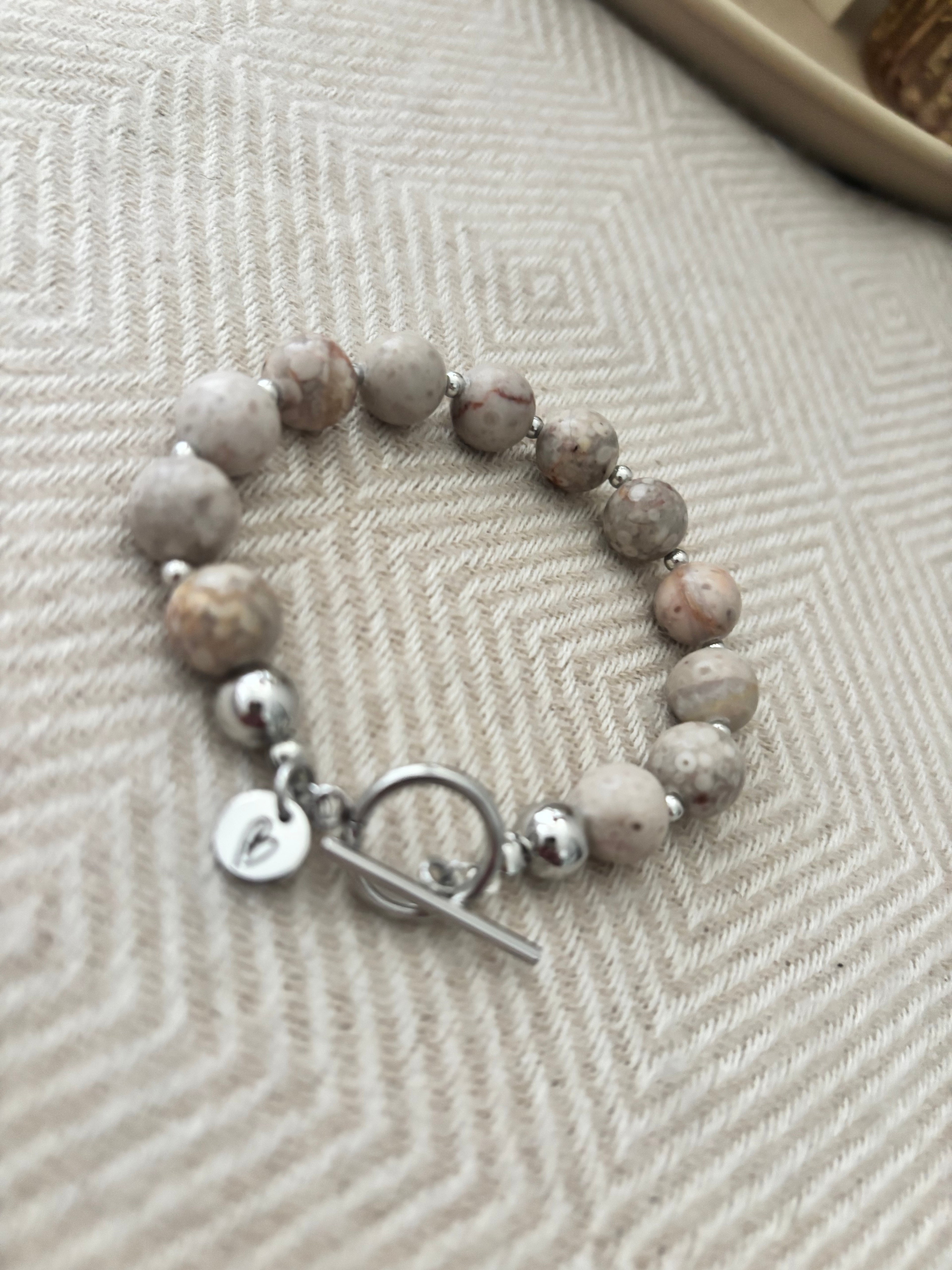 Armband beige gemêleerd