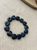 Armband hartjes donkerblauw