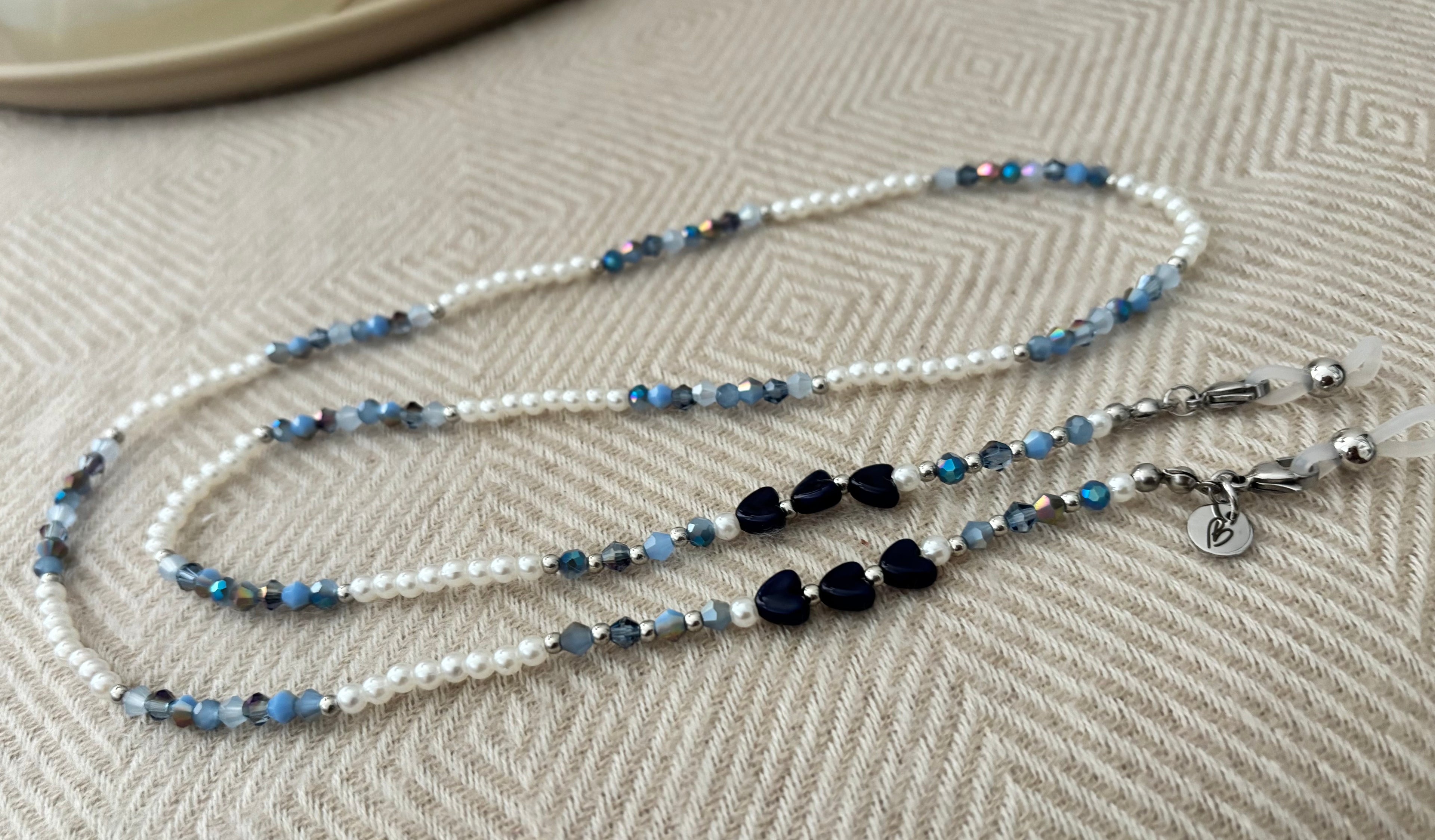 Brilkoordje blauwe hartjes