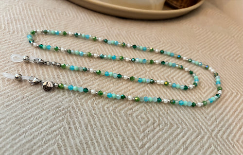 Brilkoordje groen blauw combi