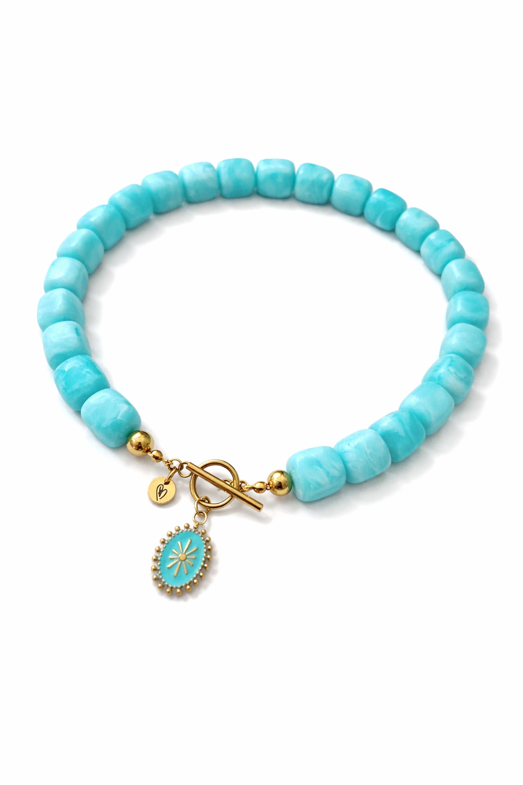 Ketting grove kralen met bedel